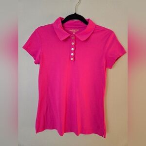 Lilly Pulitzer  UPF 50+ Luxletic Frida Scallop Polo . Pink. Small